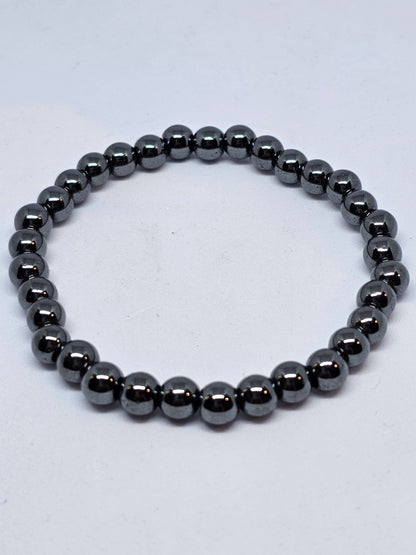 Hematite Round Bead Bracelet - Rivendell Shop