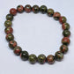 Unakite Round Bead Crystal Bracelet - Rivendell Shop