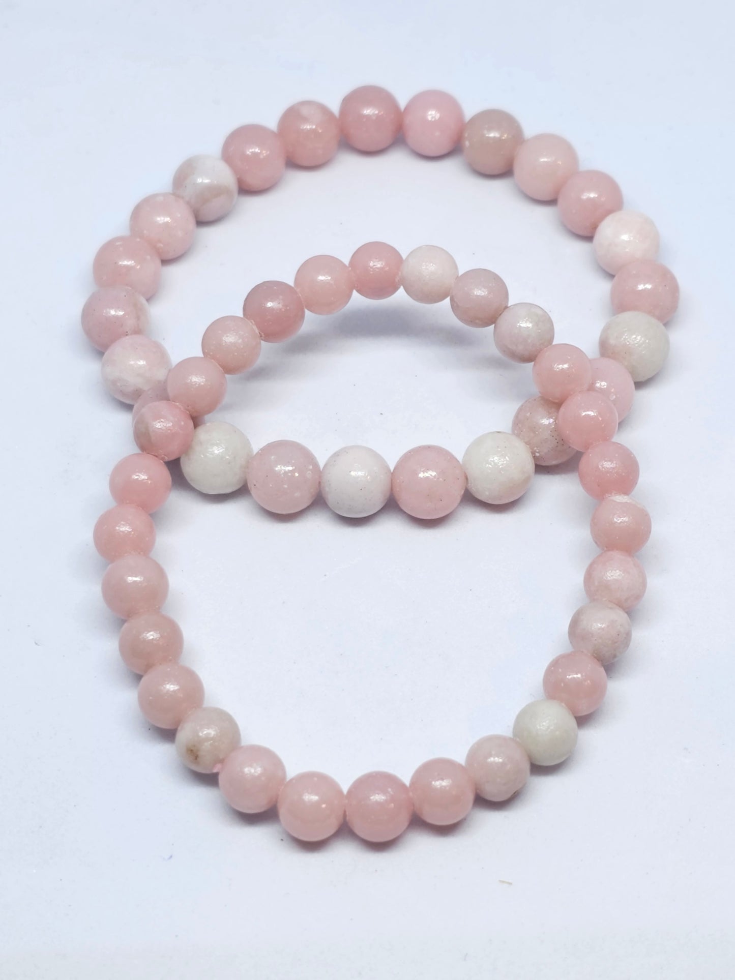 Pink Opal Round Bead Crystal Bracelet - Rivendell Shop