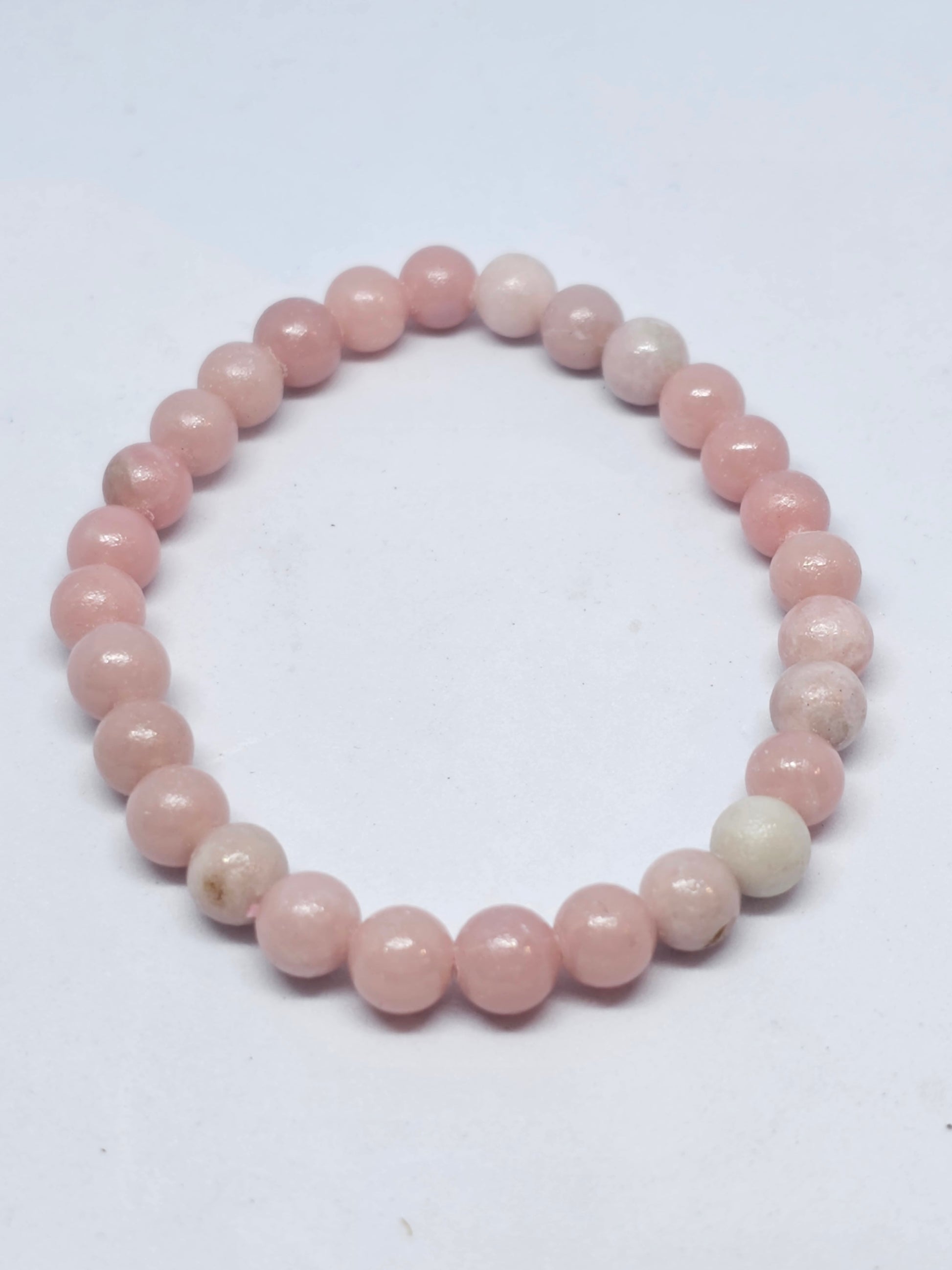 Pink Opal Round Bead Crystal Bracelet - Rivendell Shop