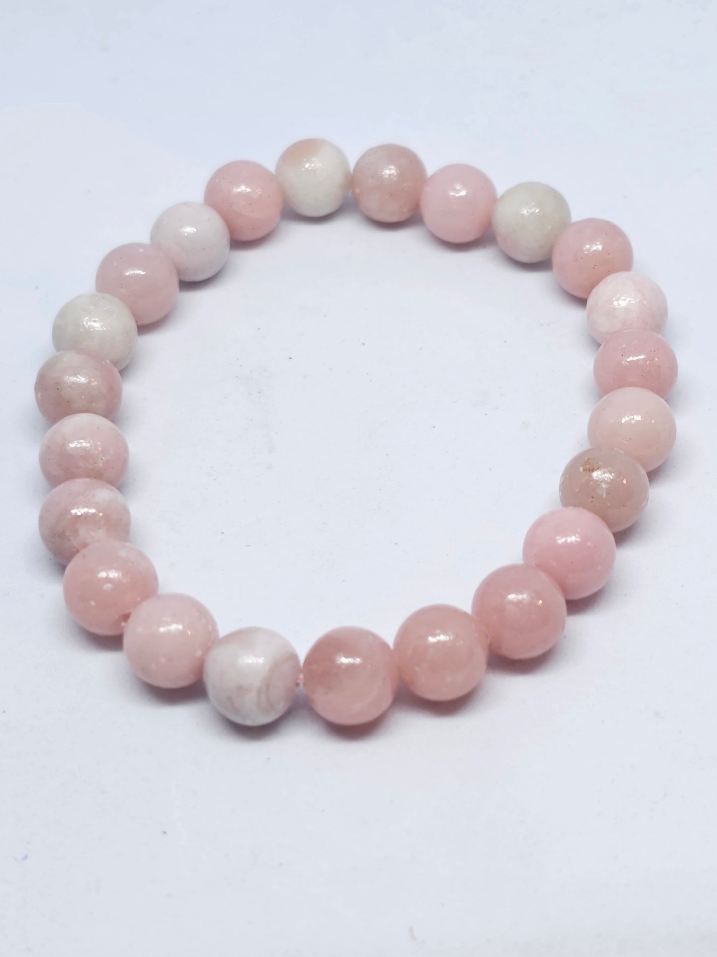 Pink Opal Round Bead Crystal Bracelet - Rivendell Shop