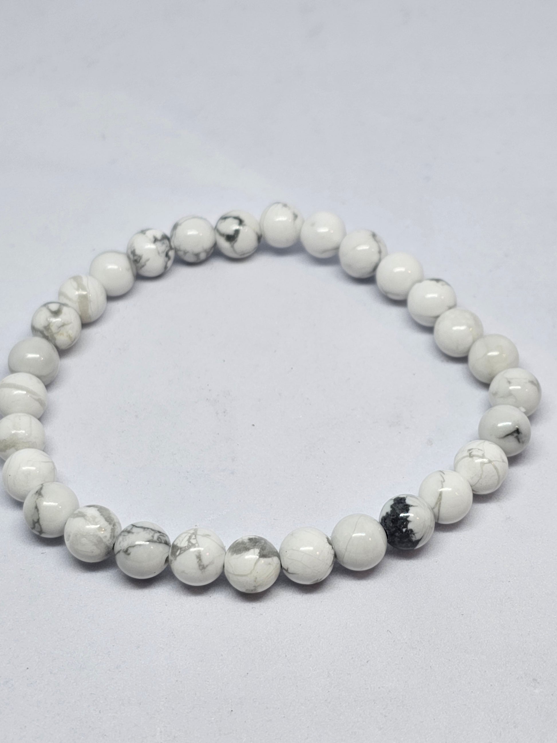 White Howlite Round Bead Crystal Bracelet - Rivendell Shop