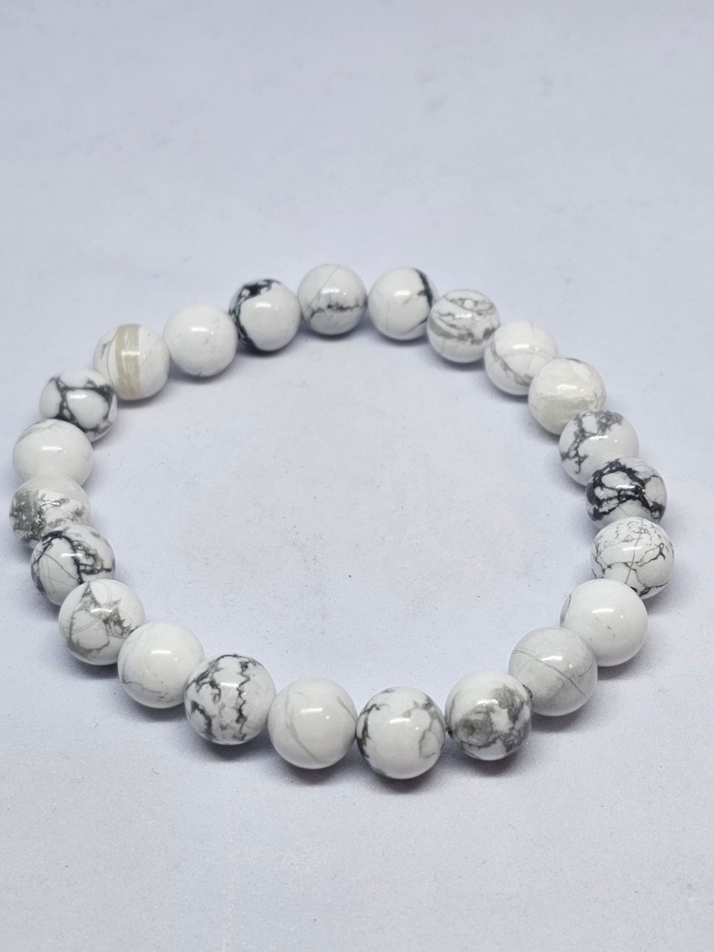 White Howlite Round Bead Crystal Bracelet - Rivendell Shop