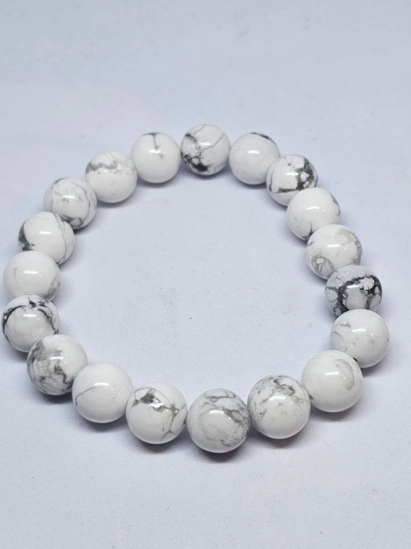 White Howlite Round Bead Crystal Bracelet - Rivendell Shop