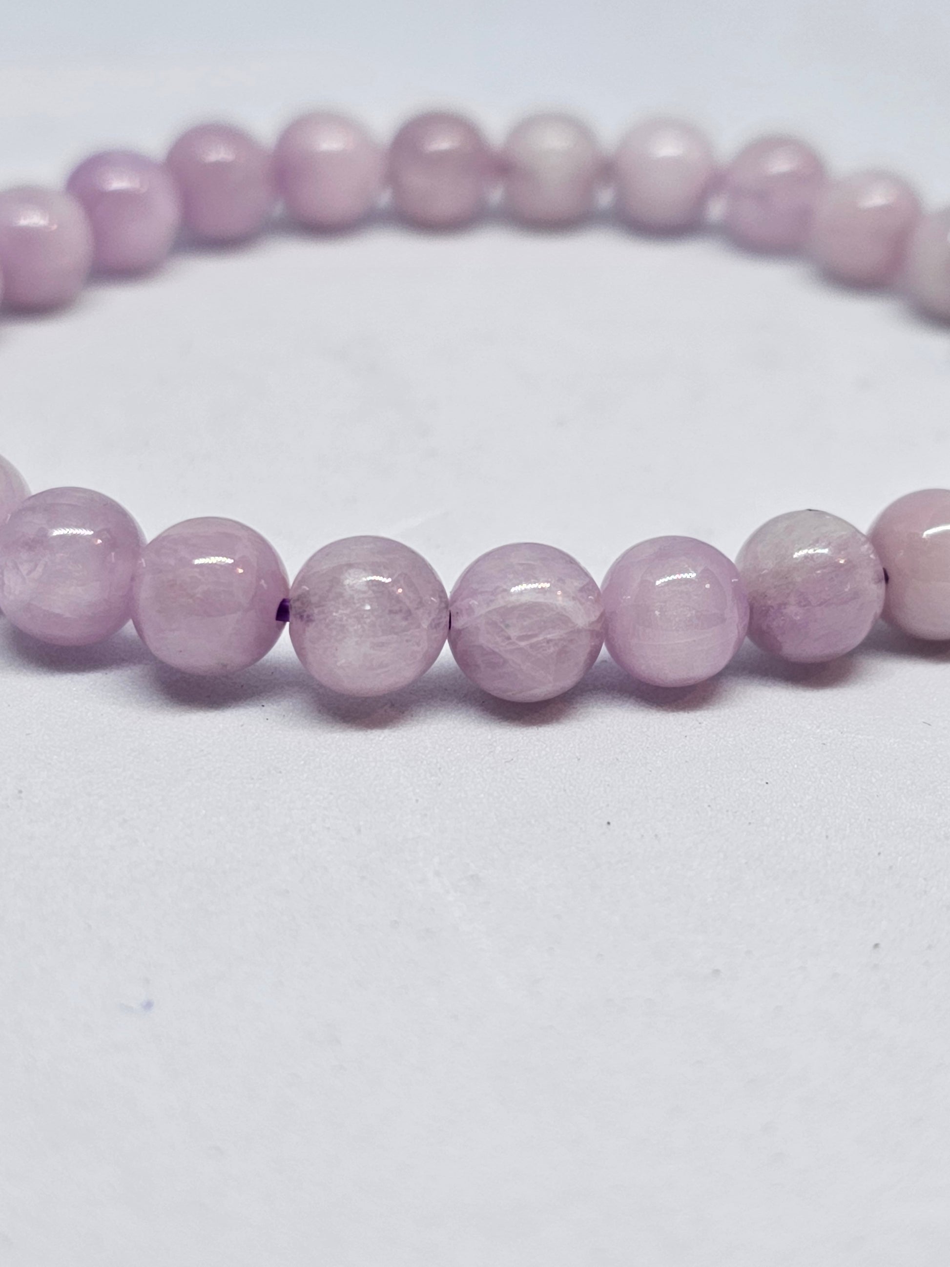 Kunzite Round Bead Crystal Bracelet - Rivendell Shop