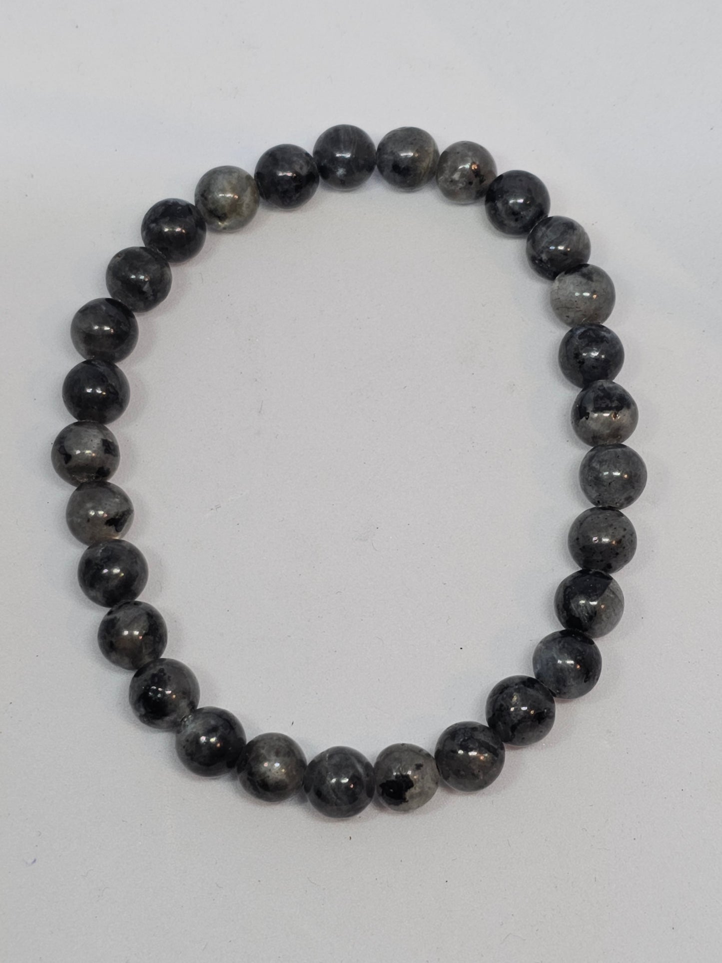 Larvakite Round Bead Crystal Bracelet - Rivendell Shop