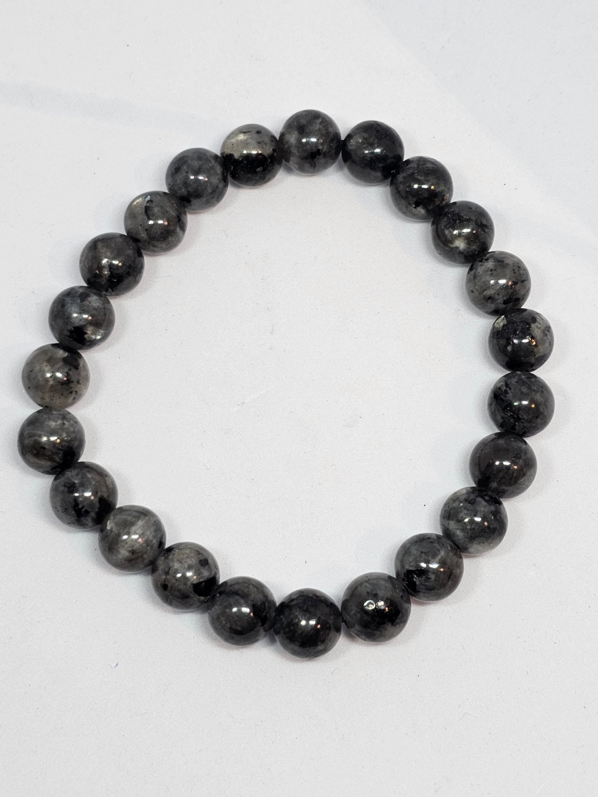 Larvakite Round Bead Crystal Bracelet - Rivendell Shop