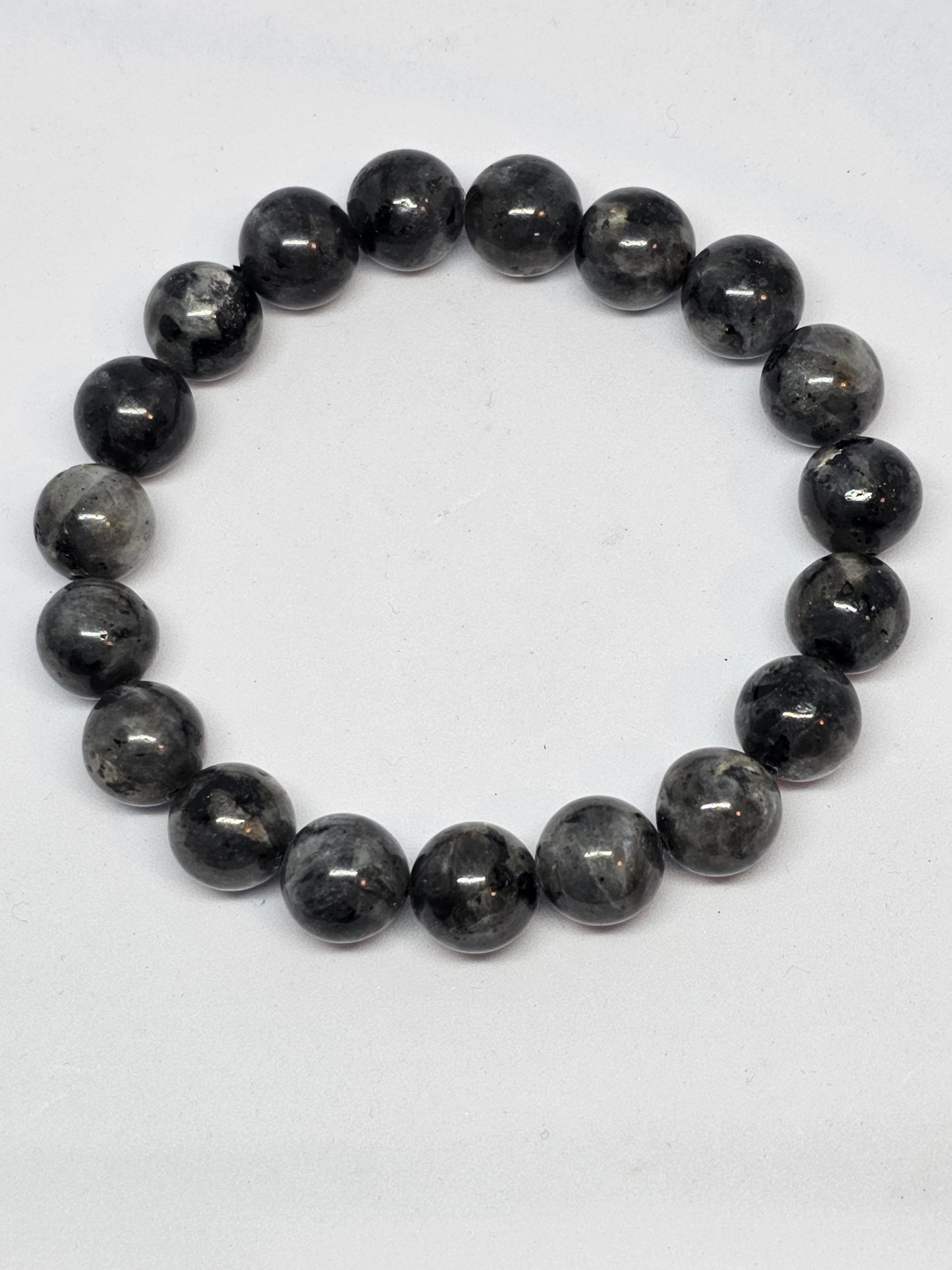 Larvakite Round Bead Crystal Bracelet - Rivendell Shop