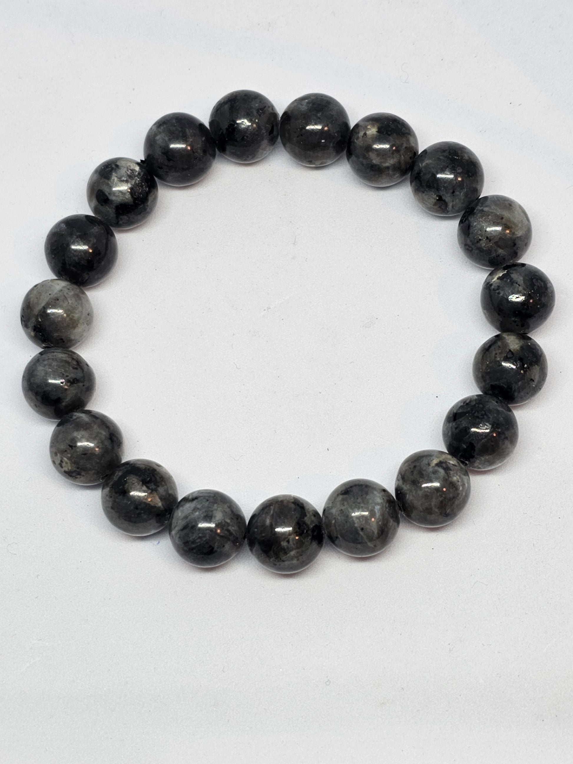 Larvakite Round Bead Crystal Bracelet - Rivendell Shop