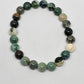 Moss Agate Round Bead Crystal Bracelet - Rivendell Shop
