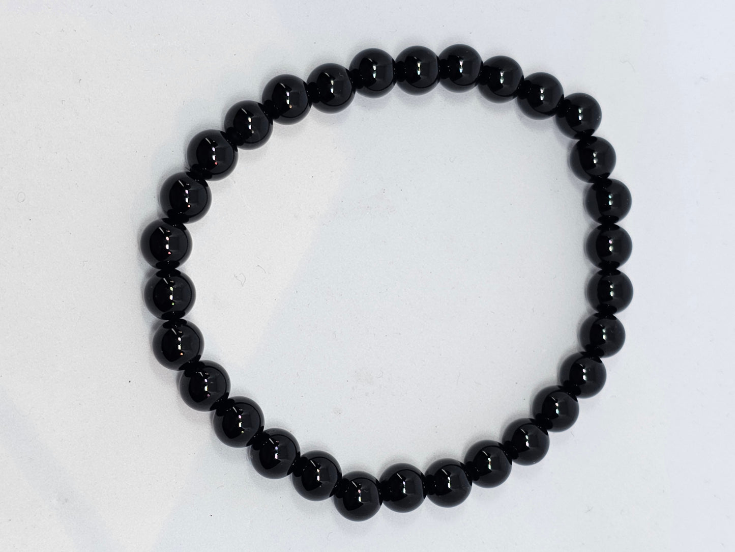 Black Onyx Round Bead Crystal Bracelet - Rivendell Shop