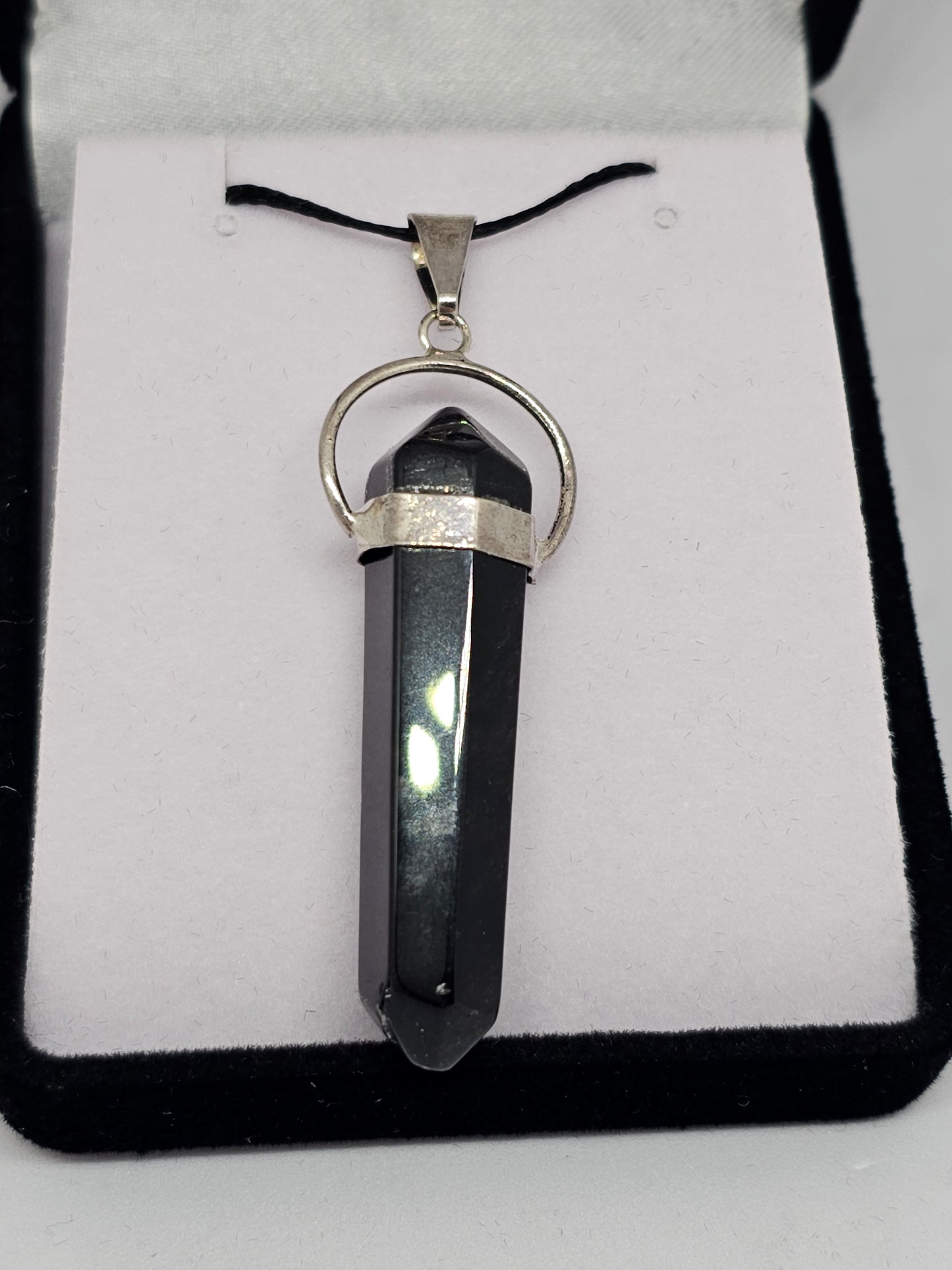 Black Obsidian Stirling Silver Point Pendant - Rivendell Shop