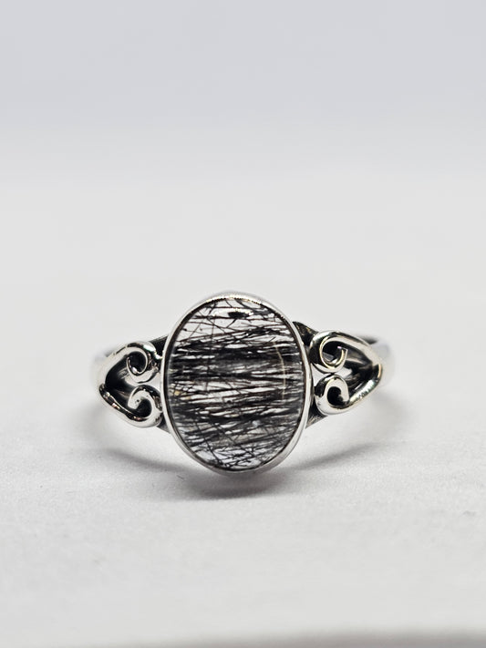 Black Rutilated Quartz Ring - Rivendell Shop