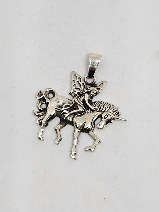 Fairy on Unicorn Pendant - Rivendell Shop