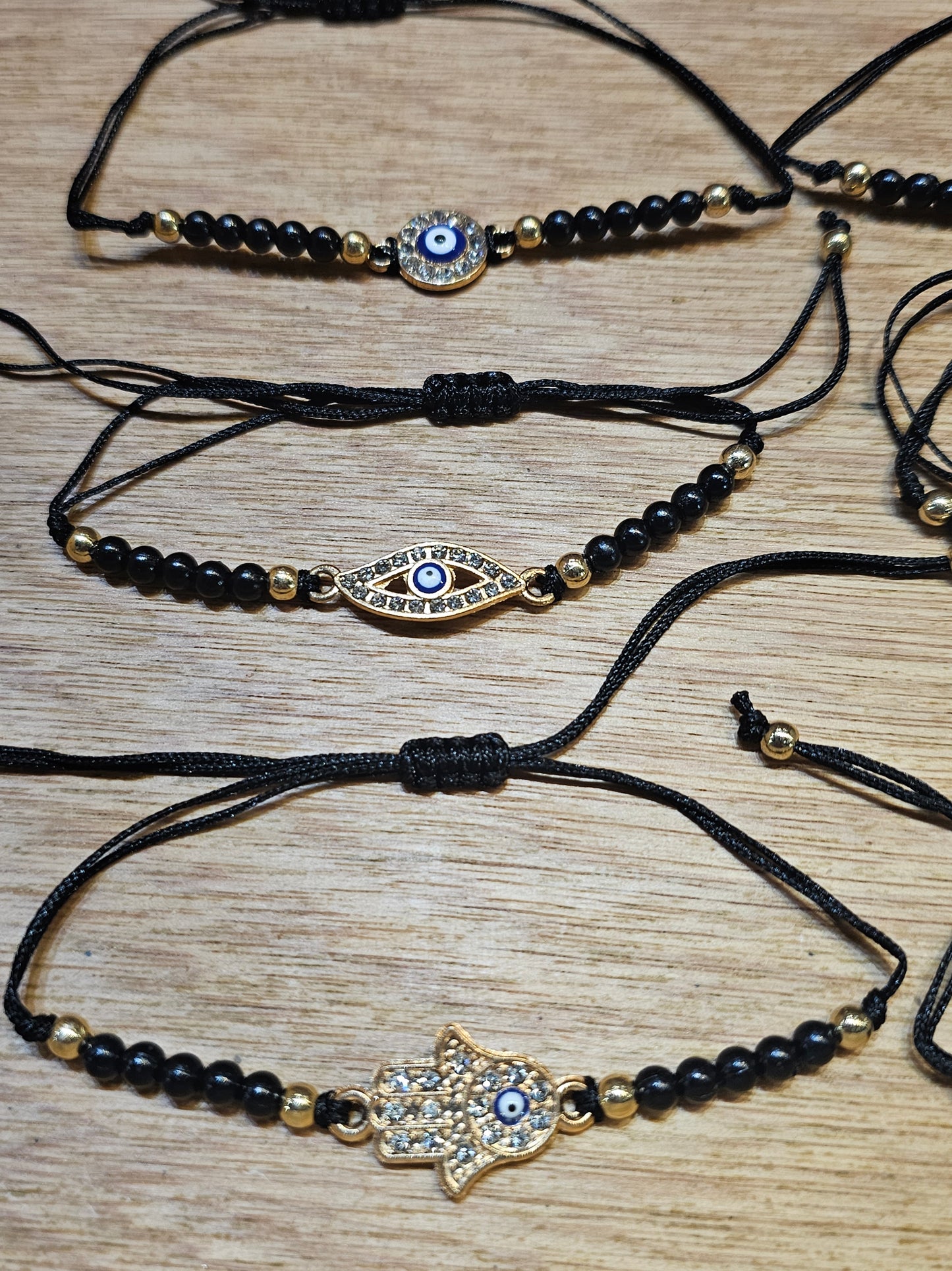 Evil Eye Wax Bracelet - Black & Gold Assorted