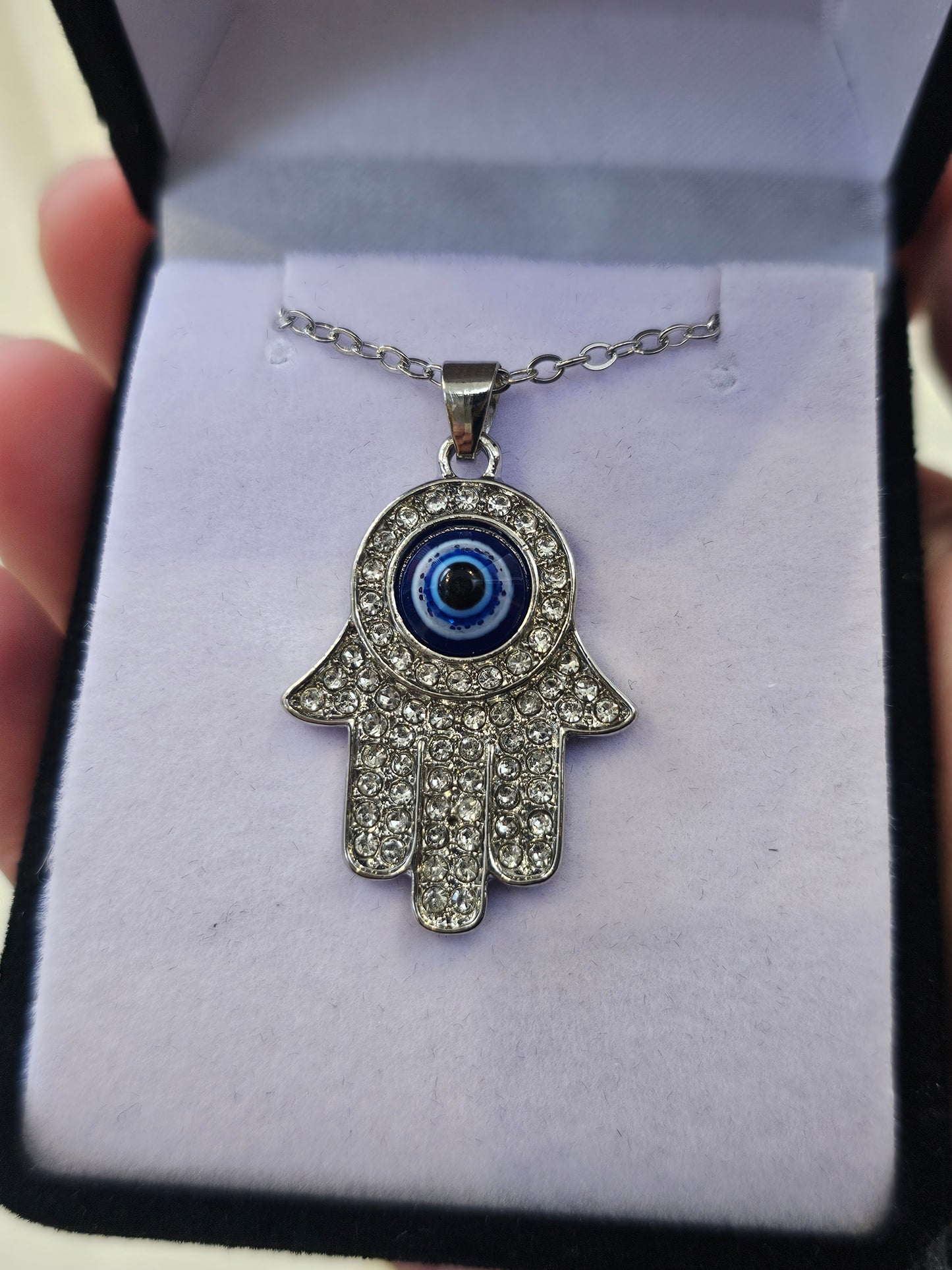 Evil Eye Pendant - Silver Hamsa