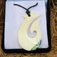 Bone Pendant with Paua - Hei Matau - Rivendell Shop