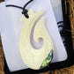 Bone Pendant with Paua - Hei Matau - Rivendell Shop
