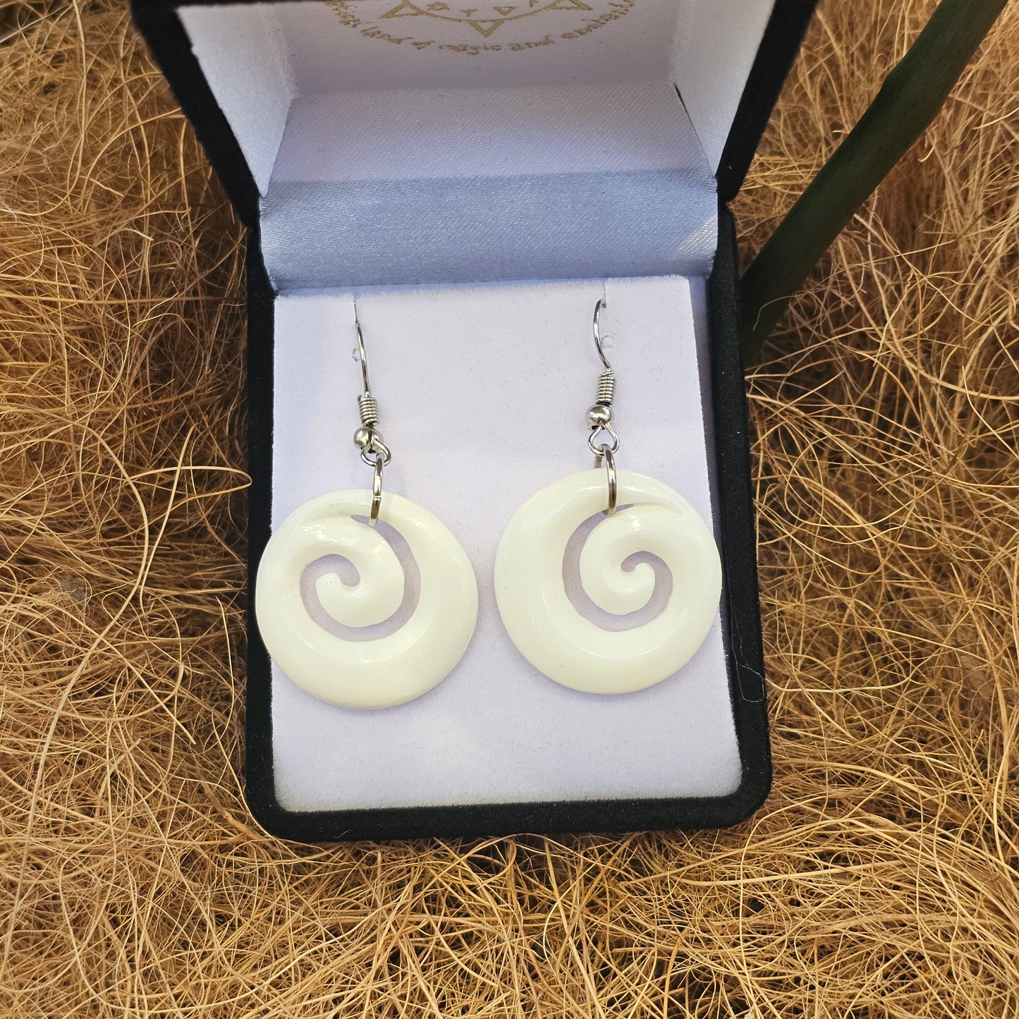 Handcarved Bone Koru Earrings