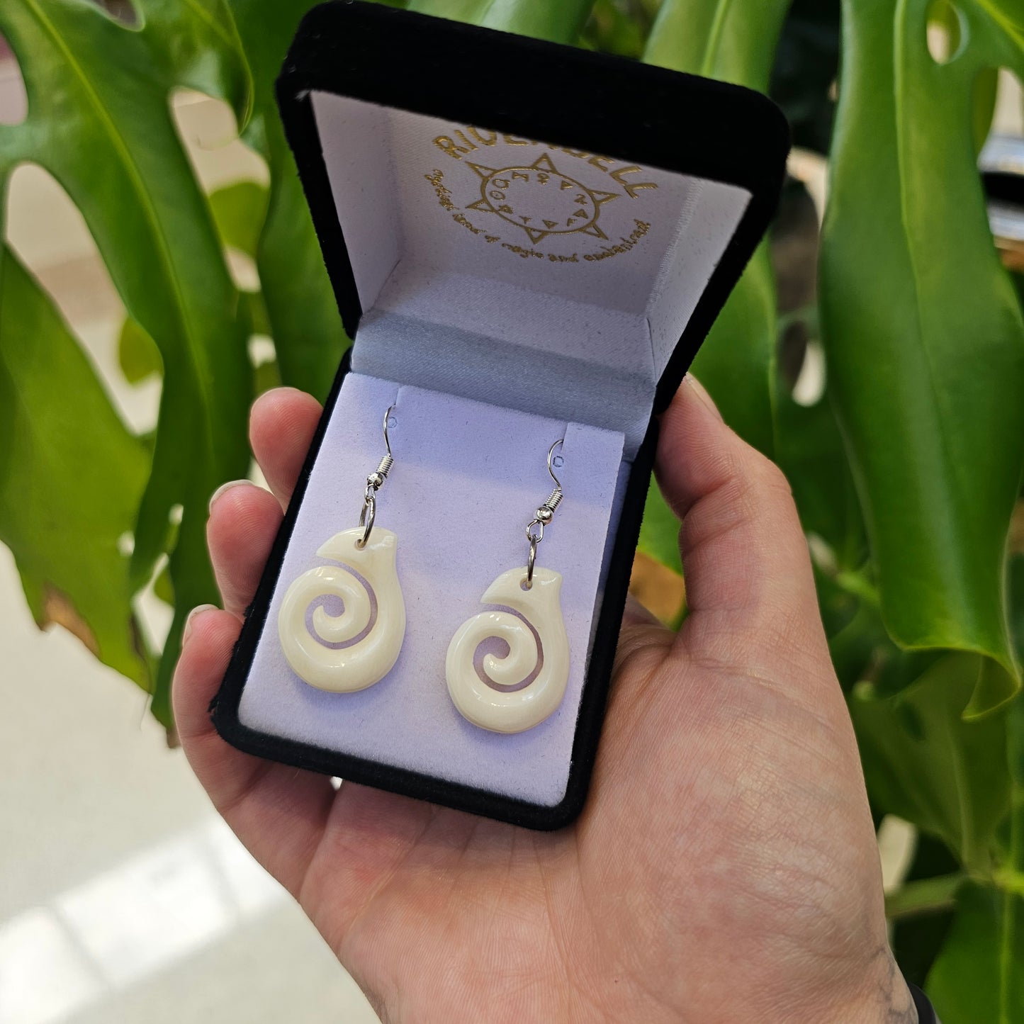 Handcarved Bone Koru Earrings