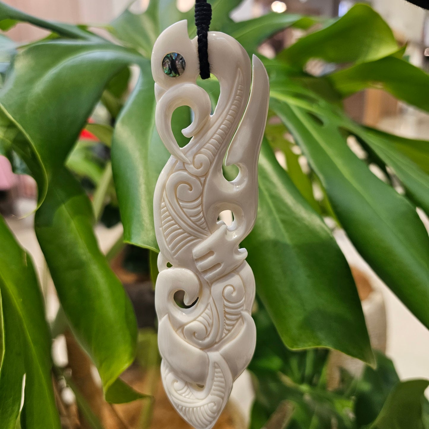 Manaia Large Bone Pendant with Paua