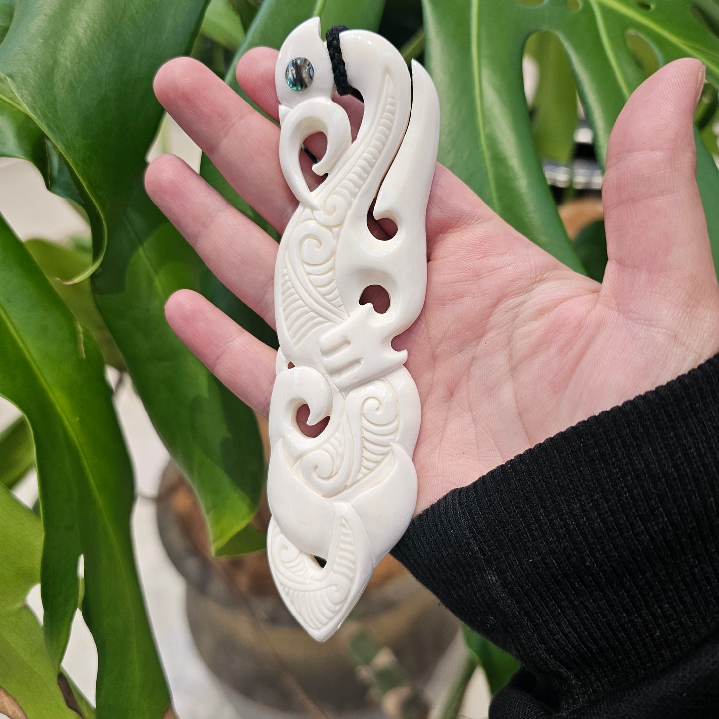 Manaia Large Bone Pendant with Paua