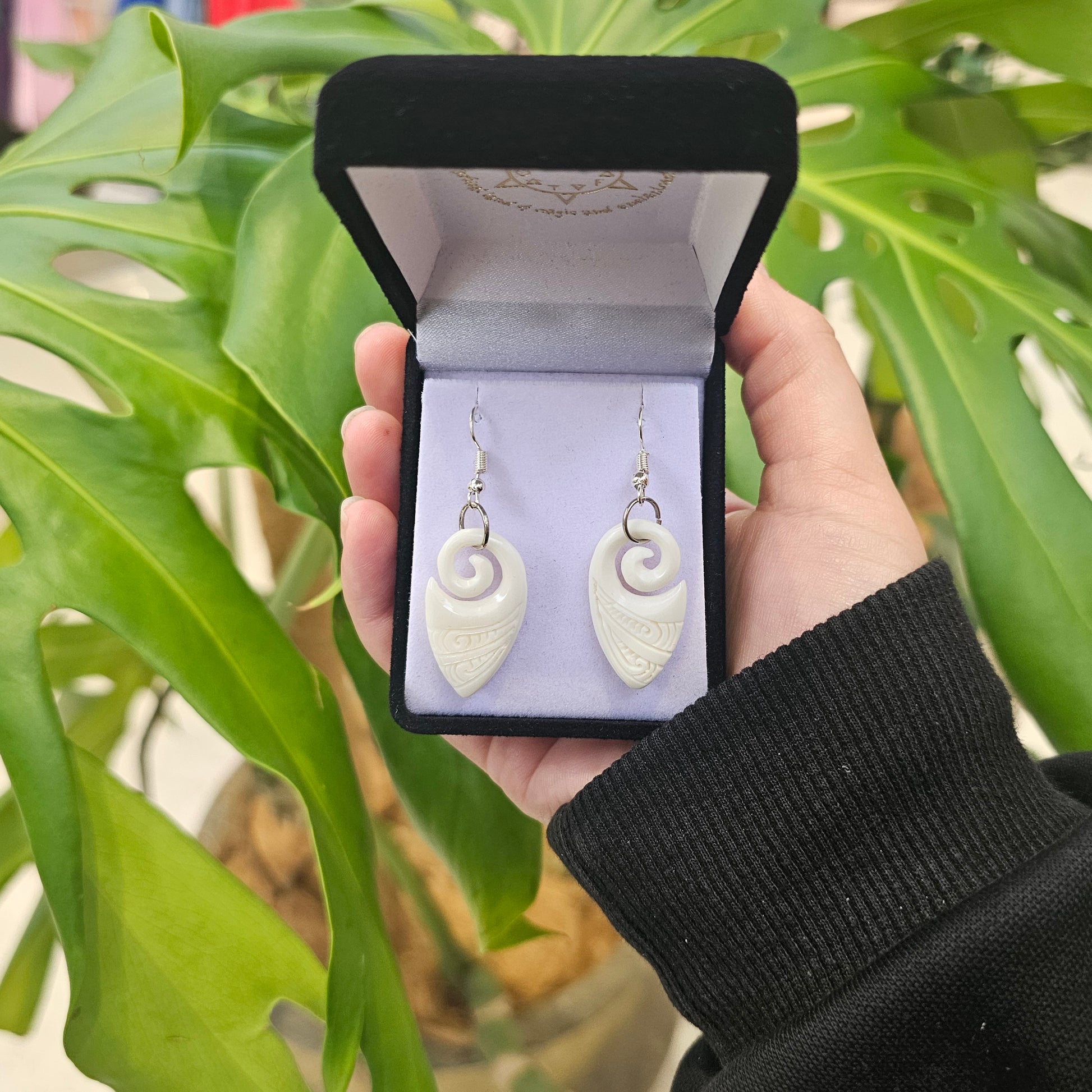 Koru with Indentation Bone Earrings - Rivendell Shop