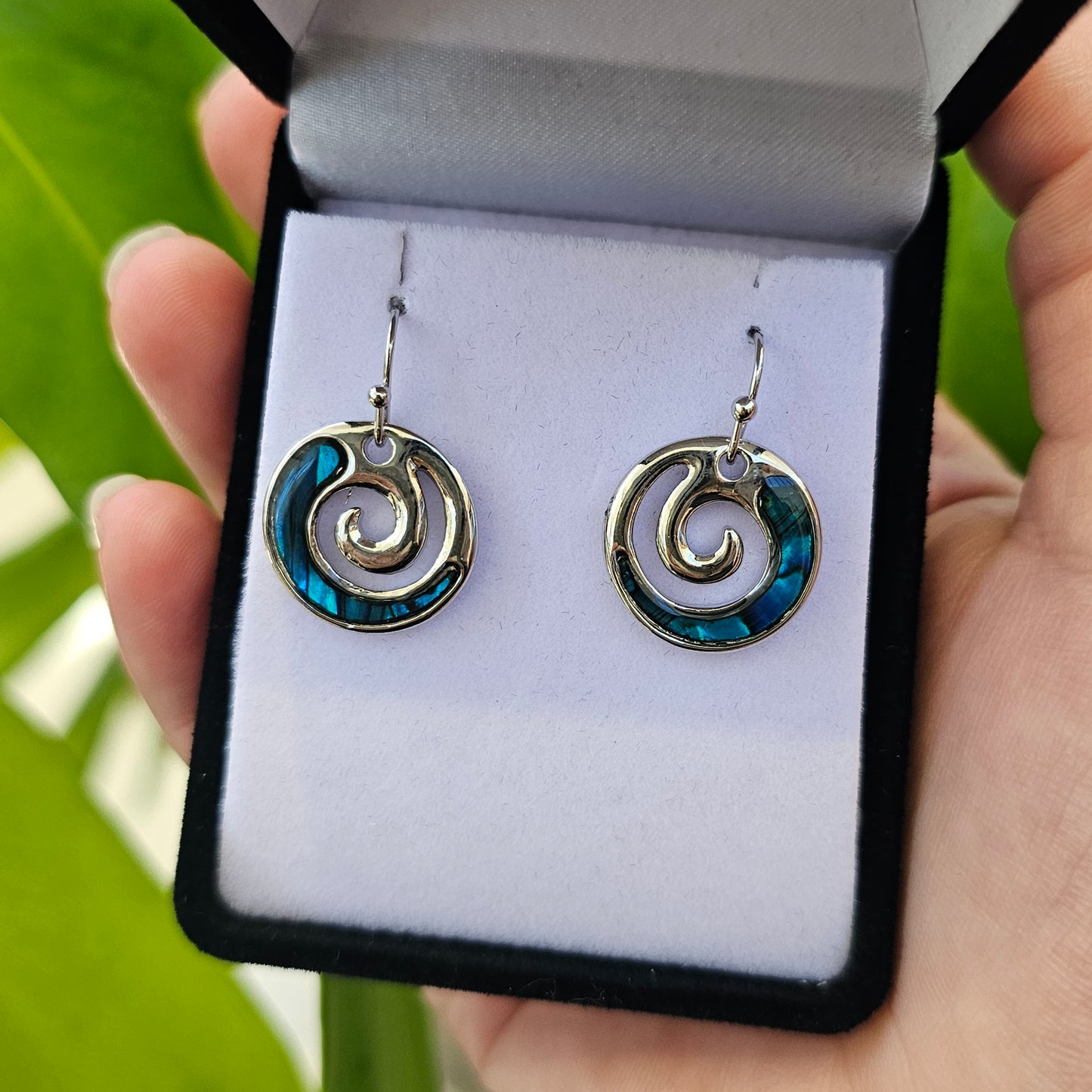 Paua Earrings - Closed Koru - Rivendell Shop