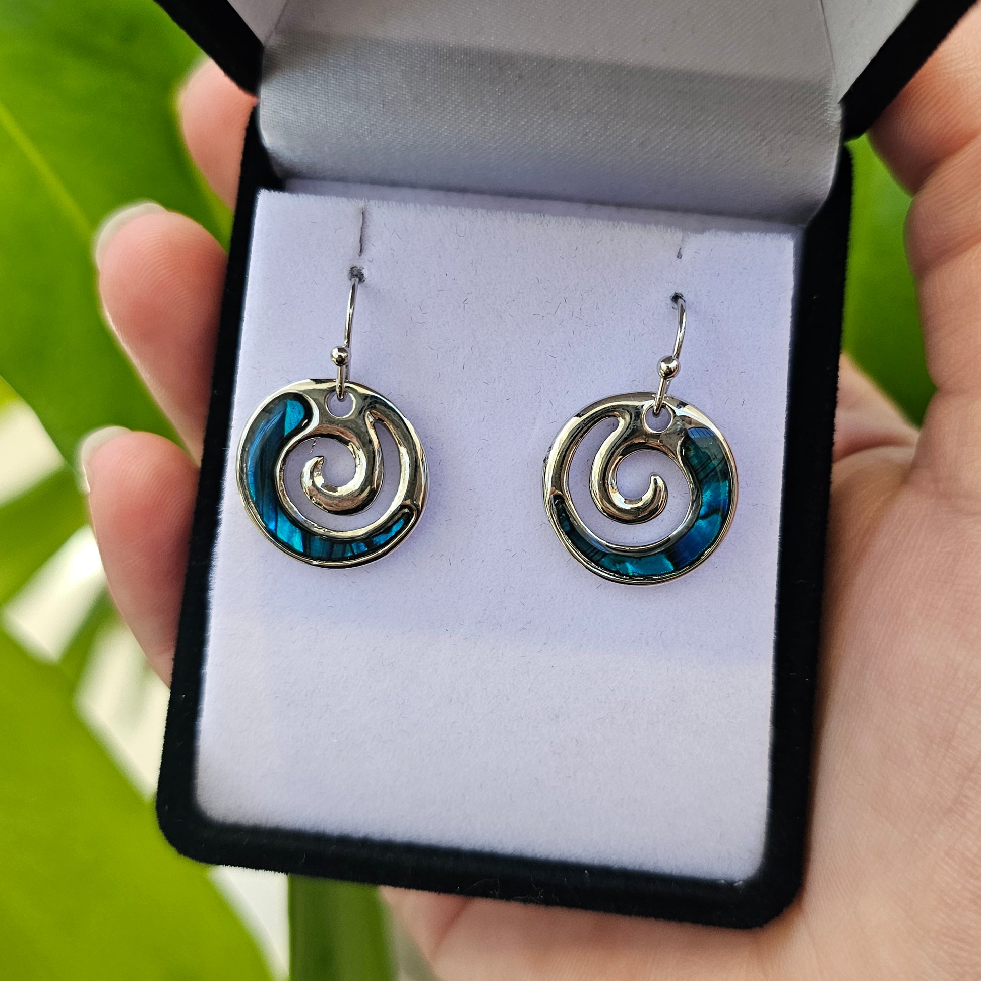 Paua Earrings - Closed Koru - Rivendell Shop