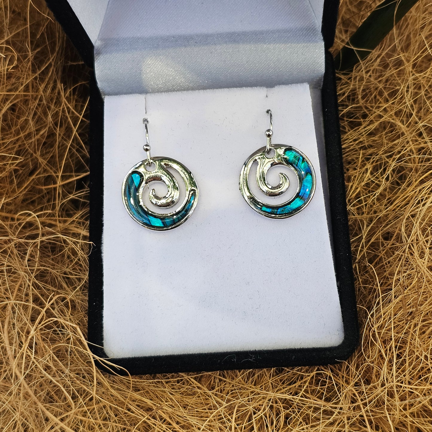 Paua Earrings - Closed Koru - Rivendell Shop