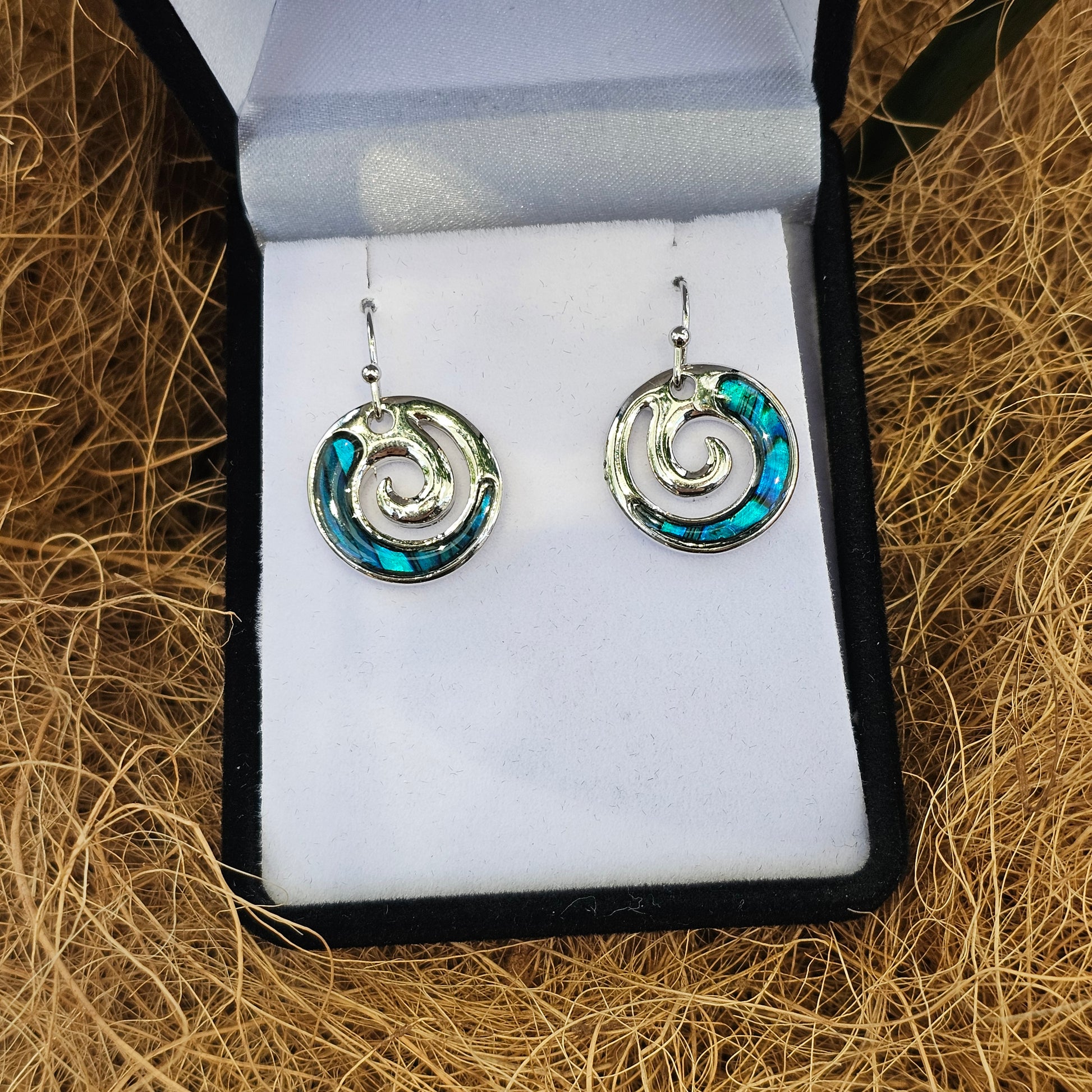 Paua Earrings - Closed Koru - Rivendell Shop