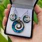 Paua Pendant & Earrings Set - Koru - Rivendell Shop