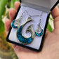 Paua Set Pendant & Earrings - Hei Matau (Fish Hook) - Rivendell Shop