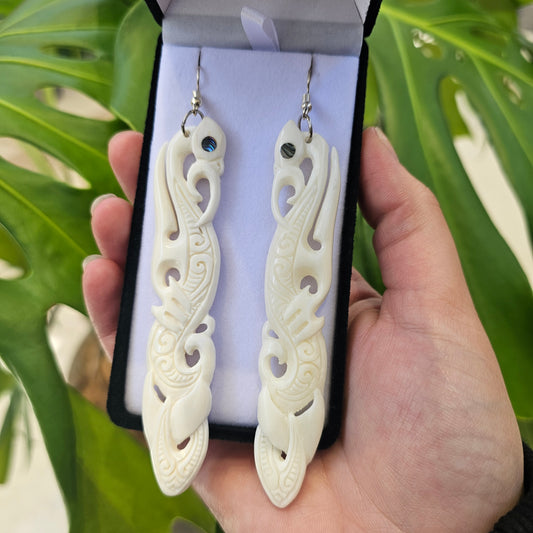 Manaia Long Bone Earrings