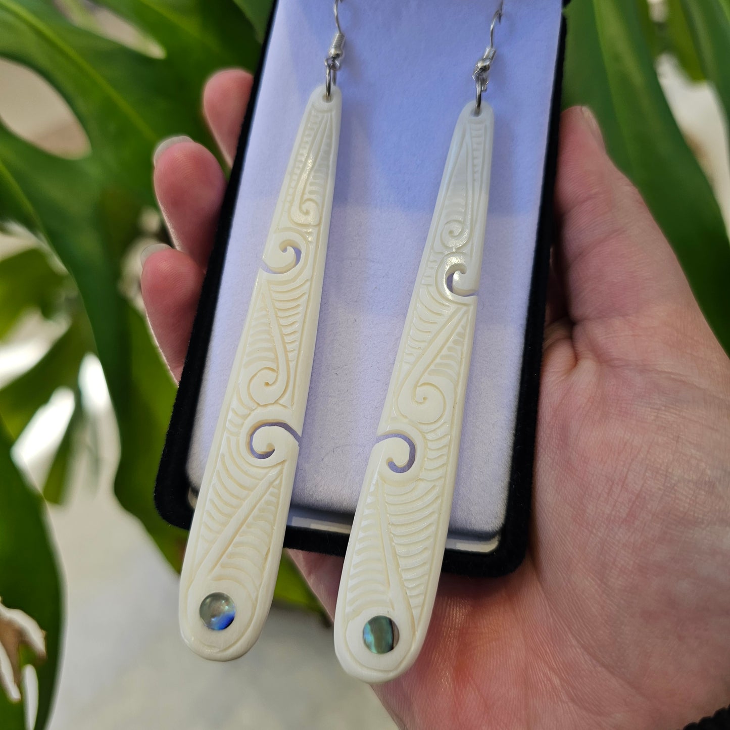 Long Bone Earrings - Koru - Rivendell Shop