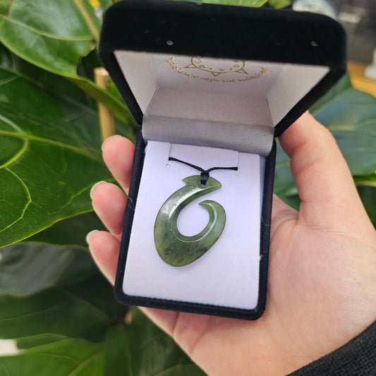 Hei Matau Fish Hook Greenstone Pendant