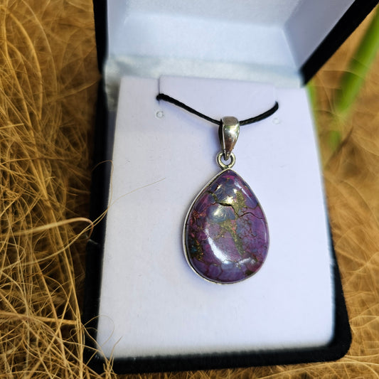 Purple turquoise silver pendant - Rivendell Shop