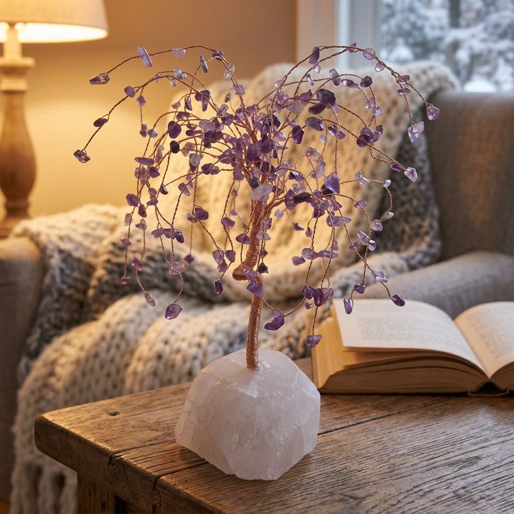Amethyst Crystal Tree on Rose quartz Base — AI lifestyle-cozy