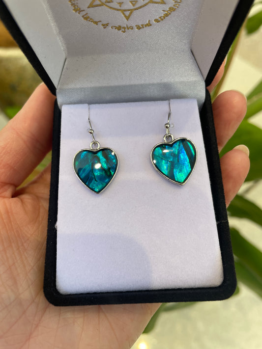 Paua Earrings - Heart