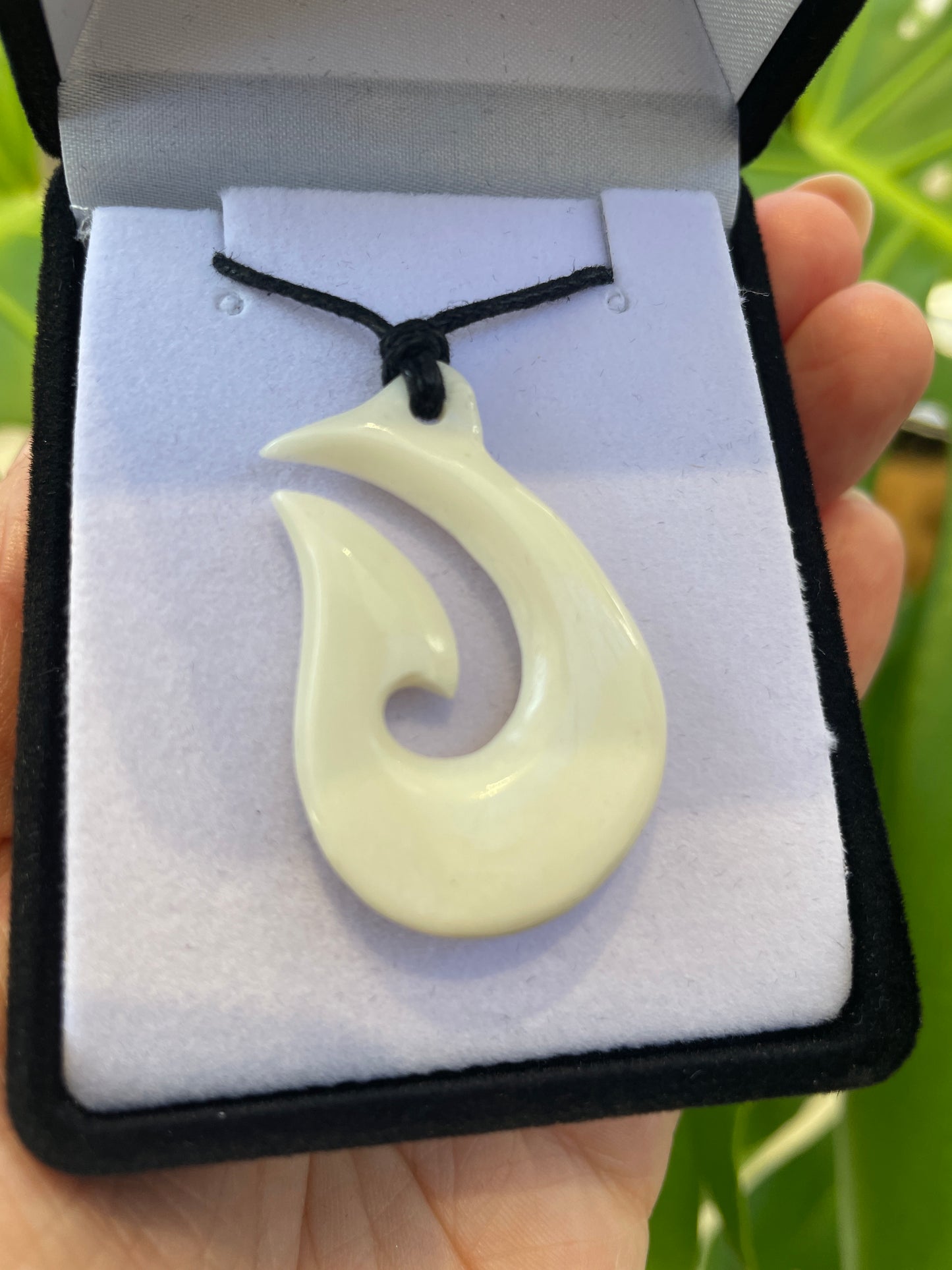 Handcarved Bone Fish Hook Pendant - Hei Matau