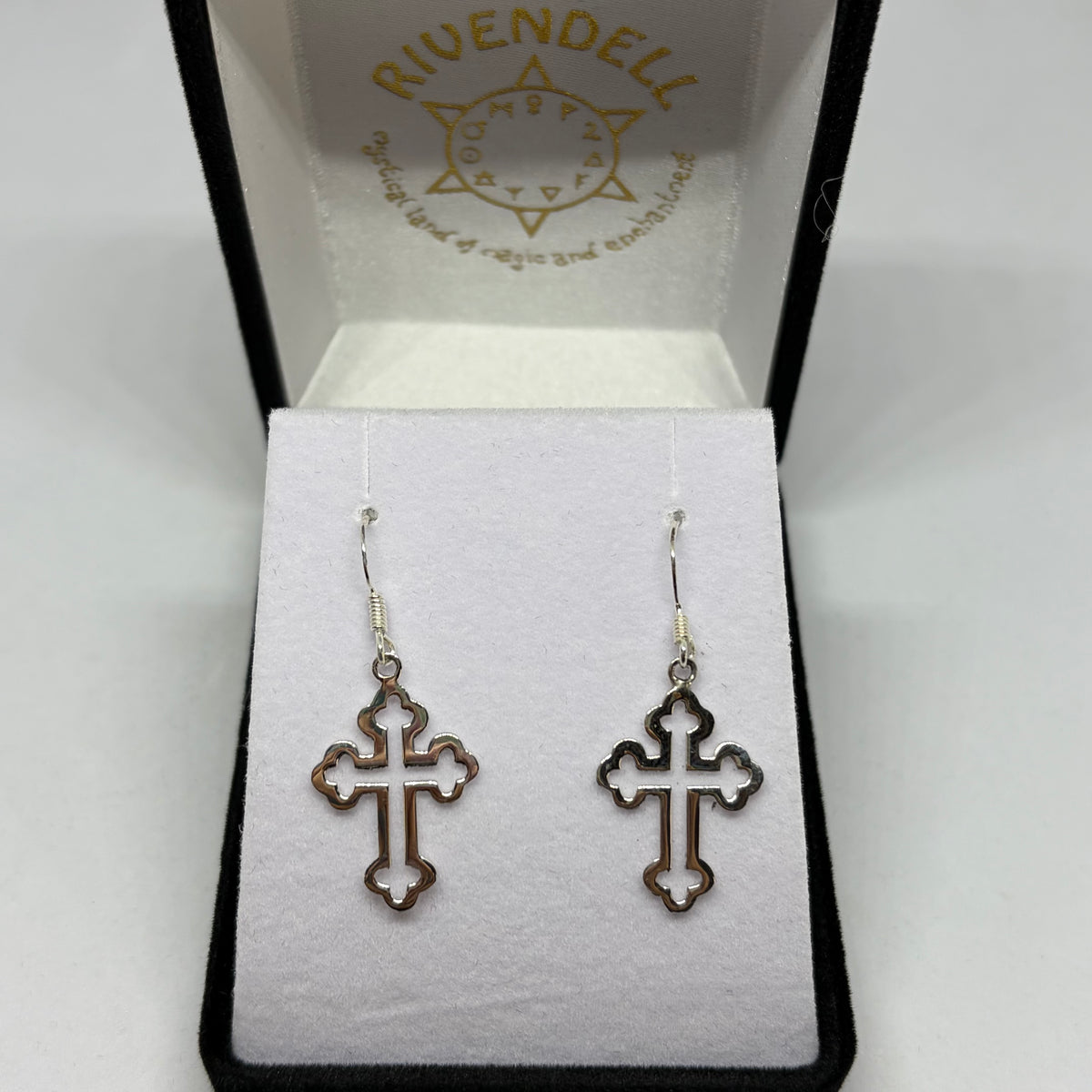 Cross Drop Earrings in 925 Sterling Silver by- Open Cross - Rivendell Shop