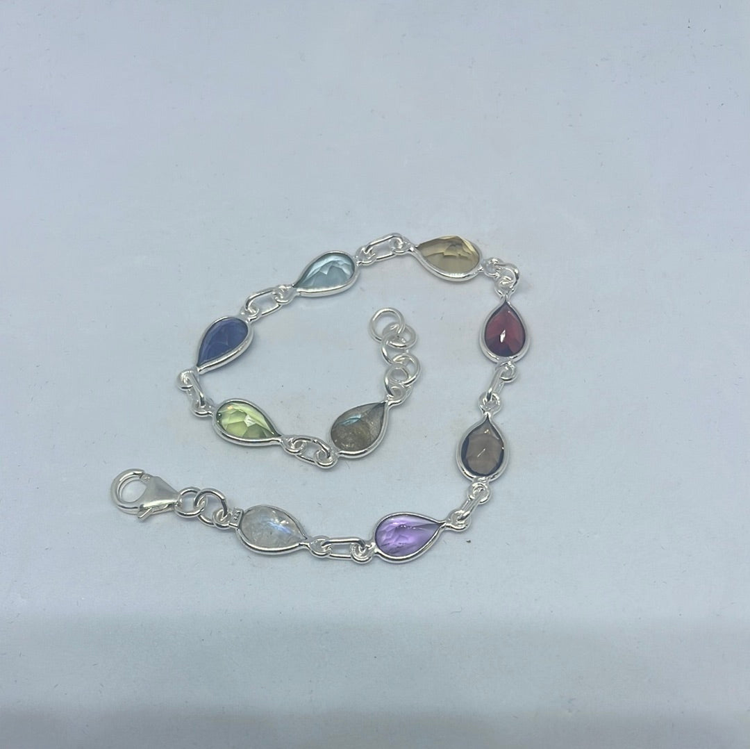 Multi-stone Silver Bracelet - Rivendell Shop