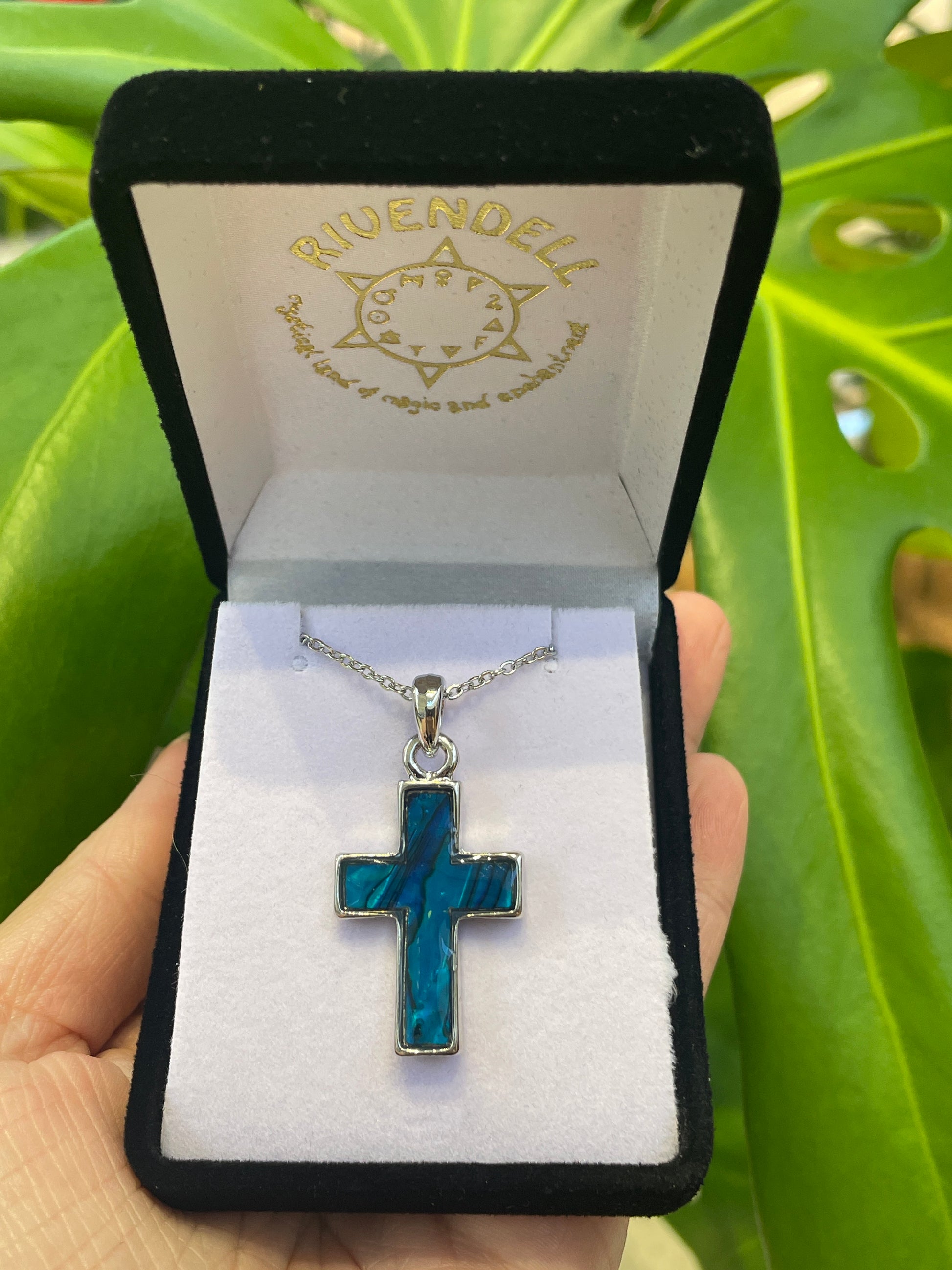 Paua Pendant - Cross - Rivendell Shop