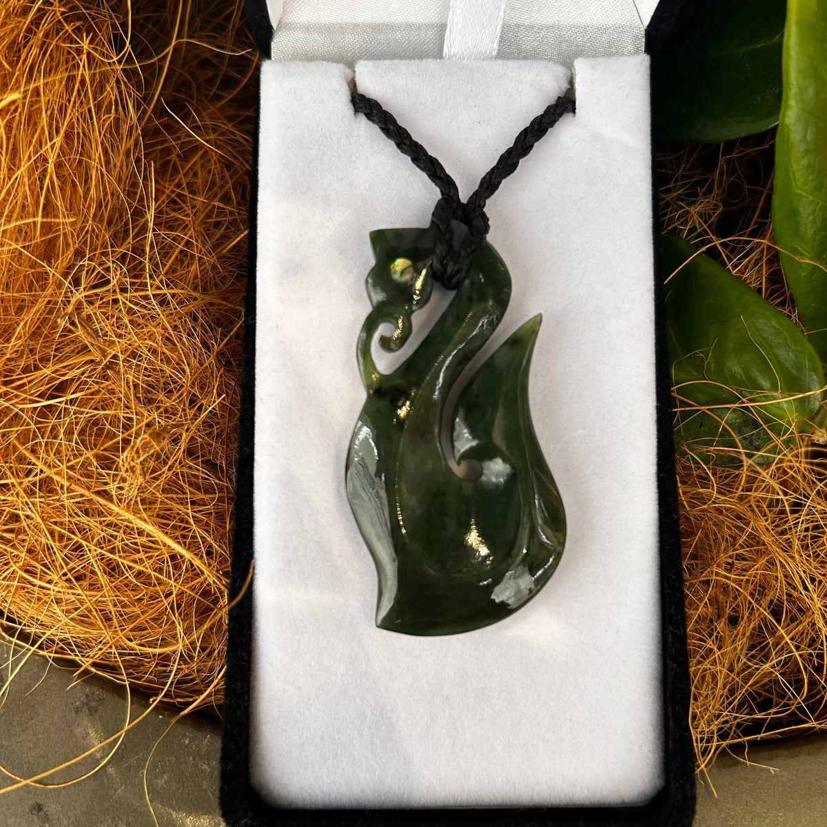 Greenstone Manaia Pendant - Paua Eyes - Rivendell Shop