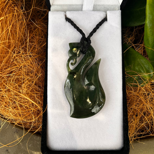 Greenstone Manaia Pendant - Paua Eyes - Rivendell Shop