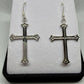 Embossed Silver Cross Earrings - Rivendell Shop