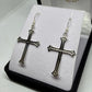 Embossed Silver Cross Earrings - Rivendell Shop