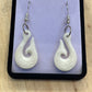 Handcarved Fish Hook Bone Carving Earrings - Hei Matau - Rivendell Shop
