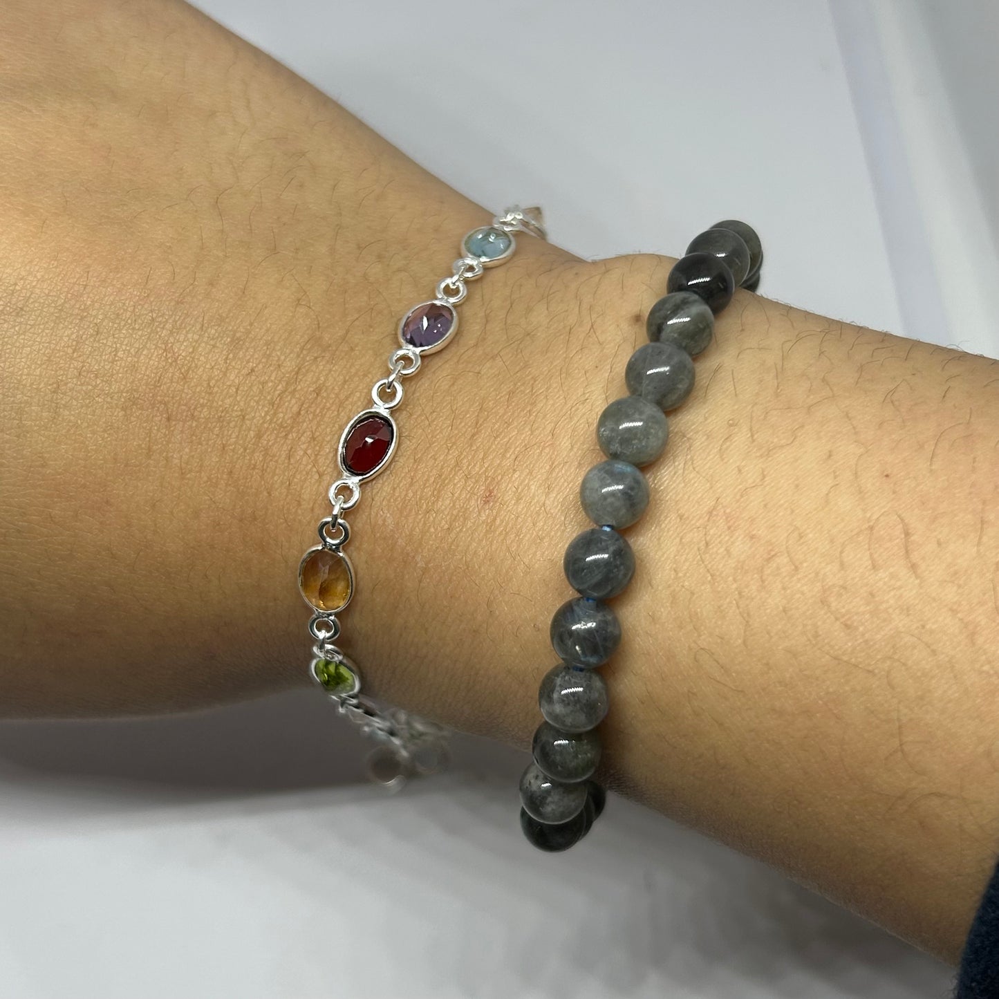 Multi Stone Silver Bracelet - Rivendell Shop