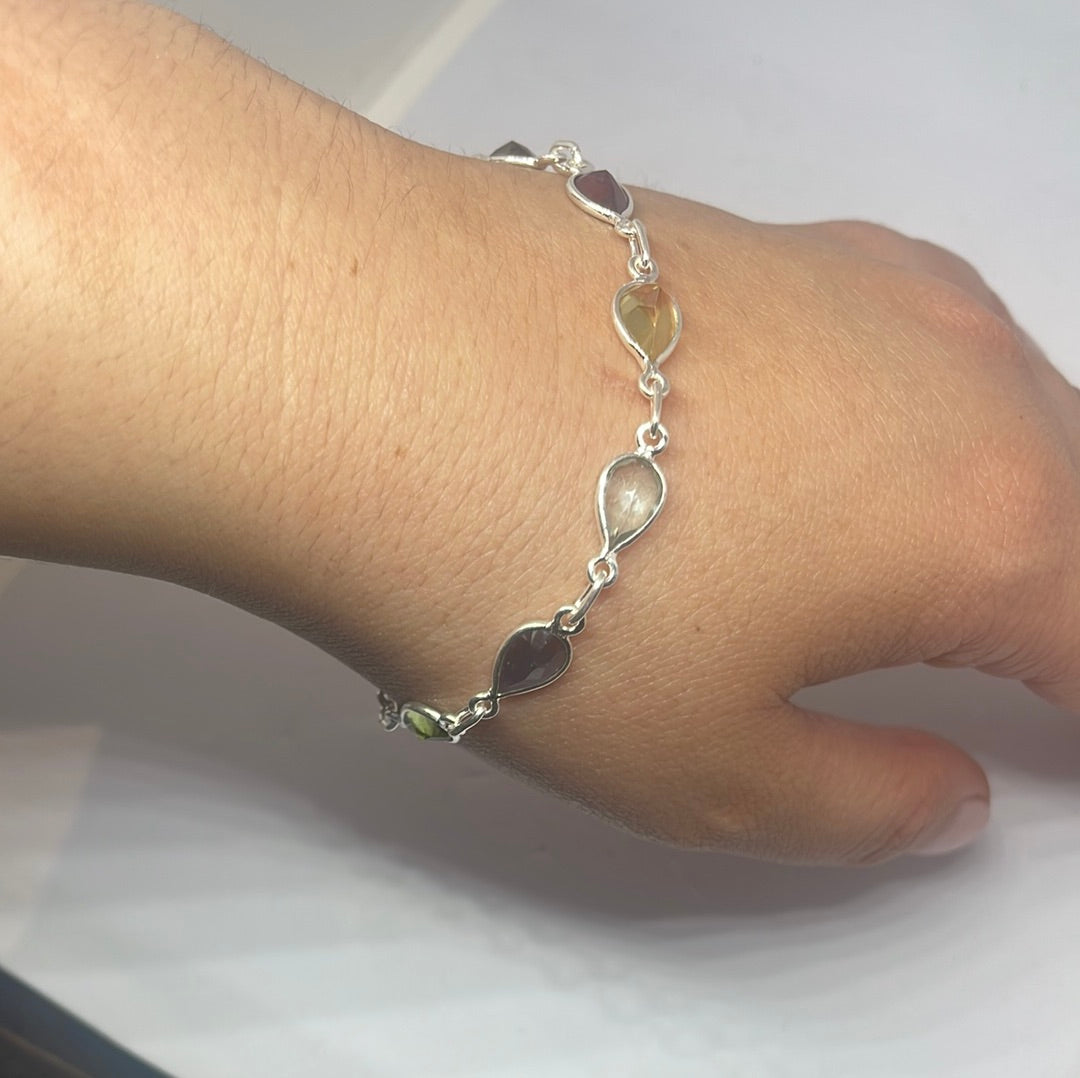 Multi-stone Silver Bracelet - Rivendell Shop